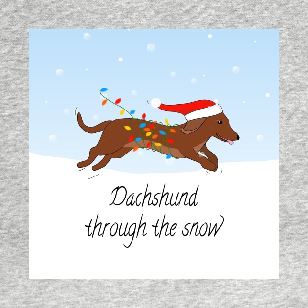 Dachshund Through the Snow, sausage dog Christmas print by Maddybennettart